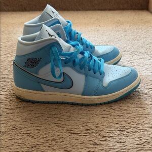 Blue and White High-Top Sneakers